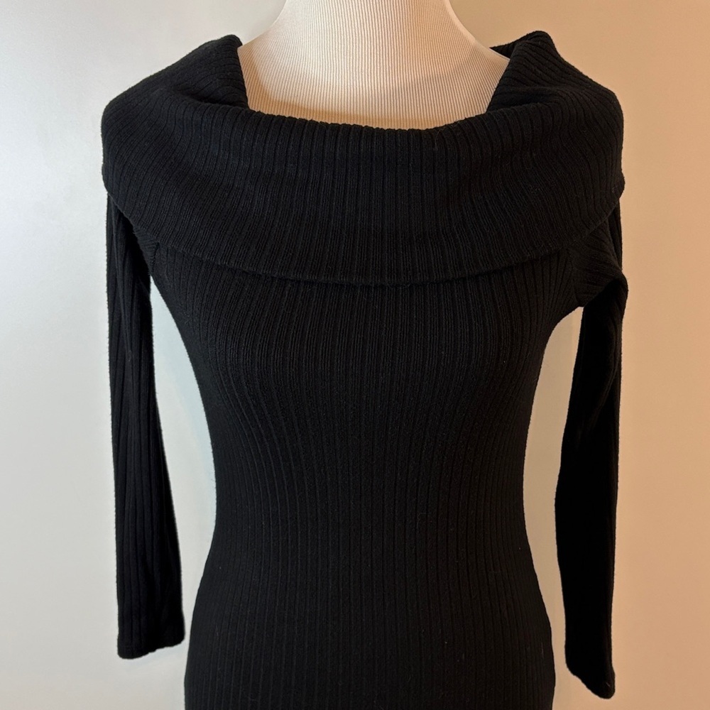 Noli Black Cowl Neck Long Sleeve Knit Dress | S - Picture 2 of 7